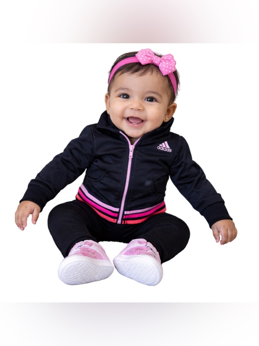 Adidas‎ infant jacket black/pink, size 18 months, NWOT